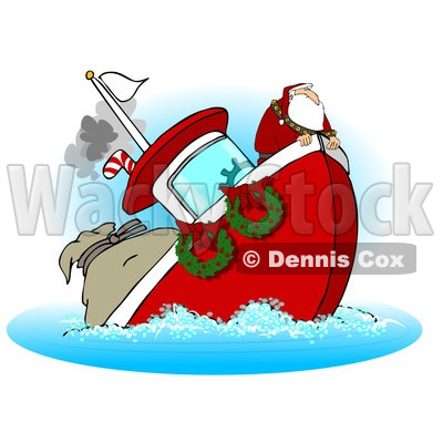Royalty-Free (RF) Clipart Illustration of Santa On A Sinking Boat © djart #231471