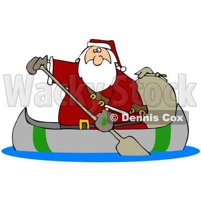 Paddling A Canoe. of Santa Paddling A Canoe
