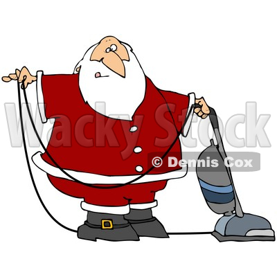 Clipart Illustration of Santa In Uniform, Vacuuming Carpet With A Vacuum © djart #26354