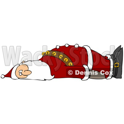 Clipart Illustration of an Exhausted Santa Claus Laying On His Back ...
