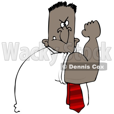 Clipart Illustration of a Tough Strong Black Man Flexing His Big Arm Muscles And Flashing A Mean Face © djart #28222