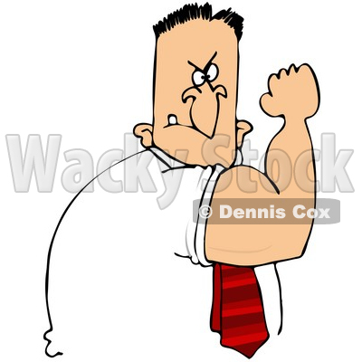 Clipart Illustration of a Tough Strong White Man Flexing His Big Arm Muscles And Flashing A Mean Face © djart #28223