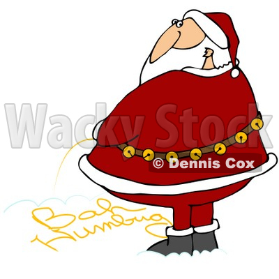 Clipart Illustration of Santa Writing Bah Humbug Text With His Yellow Urine In The Snow © djart #28226
