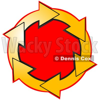Clipart Illustration of a Circle Of Yellow Arrows Around A Red Center © djart #28755