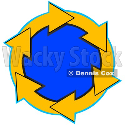 Clipart Illustration of a Circle Of Yellow Arrows Around A Blue Center © djart #28761