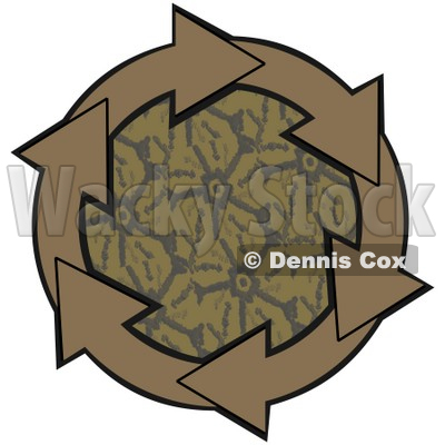 Clipart Illustration of a Circle Of Brown Arrows Around A Patterned Center © djart #28785