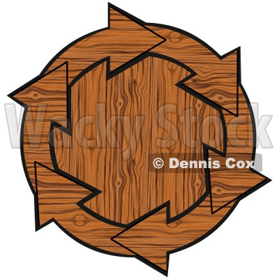 Clipart Illustration of a Circle Of Wooden Arrows Around A Wood Center © djart #28800