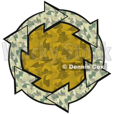 Clipart Illustration of a Circle Of Green Camouflage Arrows Around An Orange Camo Center © djart #28808
