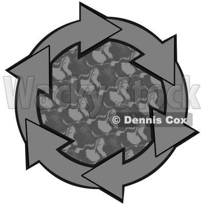 Clipart Illustration of a Circle Of Gray Arrows Around A Patterned Center © djart #28811
