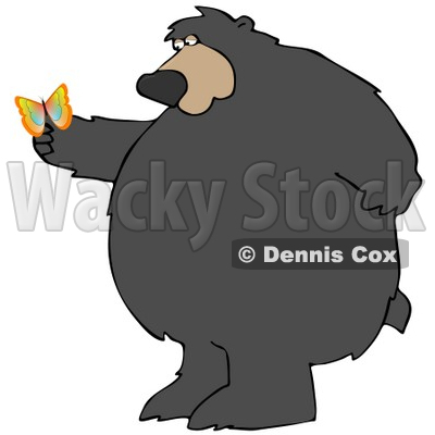 Clipart Illustration of a Big Chubby Wild Bear Standing On His Hind Legs,  Gazing At A