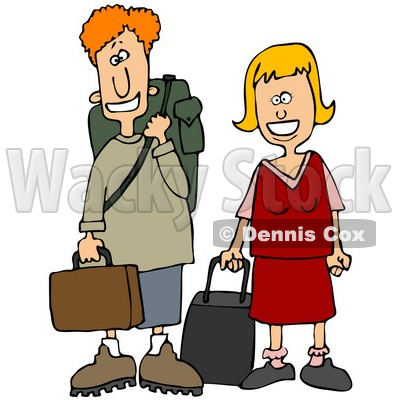 Clipart Illustration of a Young White Couple Smiling And Standing With Their Luggage At An Airport © djart #29935