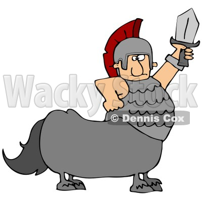Clipart Illustration of a Roman Soldier Centaur Man Holding Up A Sword © djart #30433
