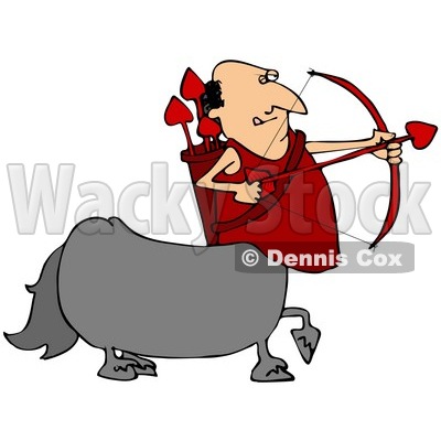 Clipart Illustration of a Cupid Centaur Man Shooting Red Heart Valentine's Day Arrows © djart #30434