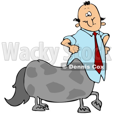 Clipart Illustration of a Centaur Businessman In A Blue Shirt And Red Tie © djart #30435