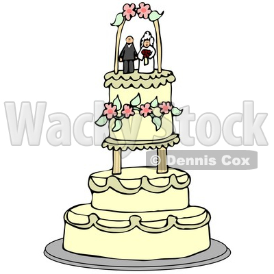 Clipart Illustration of a Bride And Groom Wedding Cake Topper Resting On The