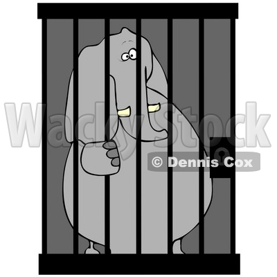 Clipart Illustration of a Jailed Elephant Behind Bars In A Prison Cell © djart #34434