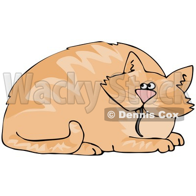 Clipart Illustration of a Chubby Orange Cat With A Mouse Tail Hanging Out Of His Mouth © djart #36390