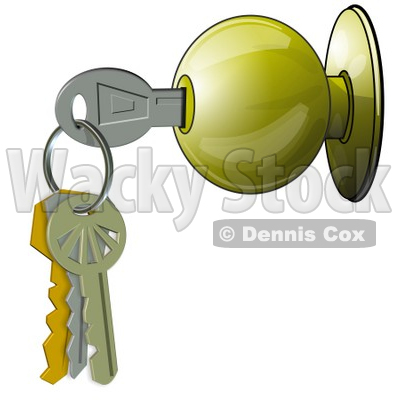Clipart Illustration of a Key On A Keyring, Inside A Door Knob © djart #36999