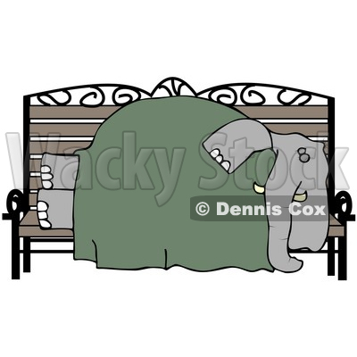 Clipart Illustration of a Homeless Elephant Sleeping On A Bench © djart #37007