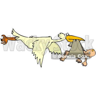 Clipart Illustration of a Baby Hanging Out Of A Cloth In A Storks Beak © djart #37011