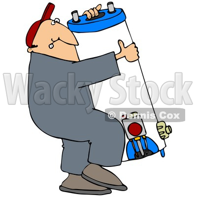 Clipart Illustration of a Man Carrying A Heavy Water Heater © djart #37015