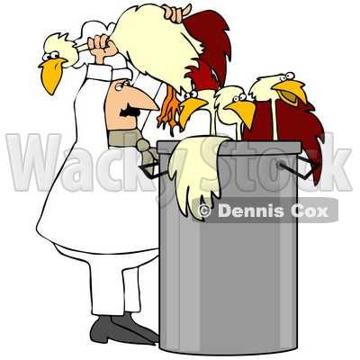 Clipart Illustration of a Chef Stuffing Chickens In A Soup Pot © djart #38911