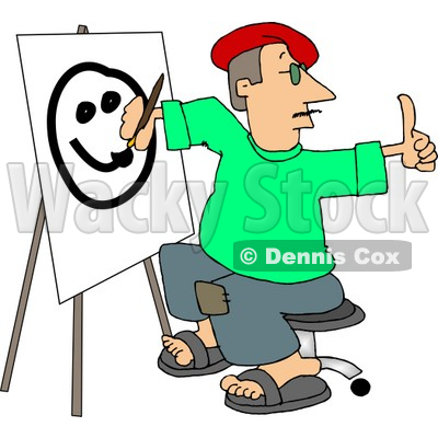 free clipart smiley face. Male Artist Drawing a Smiley
