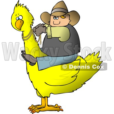Cowboy Riding a Big Yellow Bird Clipart © djart #4199