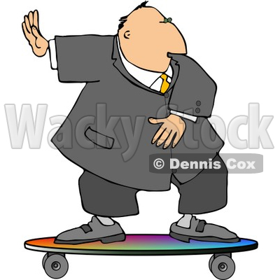 Successful Businessman Surfing On a Skateboard Clipart © djart #4257