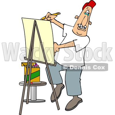 Artist Drawing Caricature On Posterboard Clipart © djart #4269