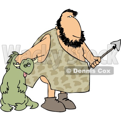 Caveman Carrying Dead Dinosaur Clipart © djart #4271