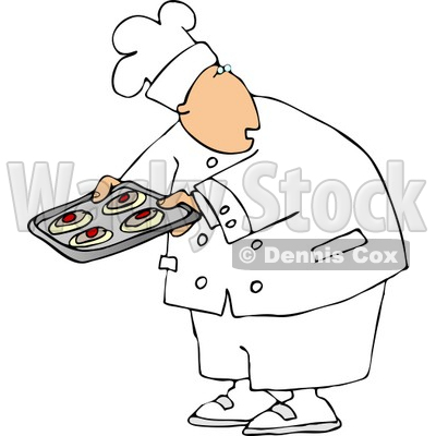 Baker Looking Over His Shoulder While Holding Raw Food On a Tray Clipart © djart #4286