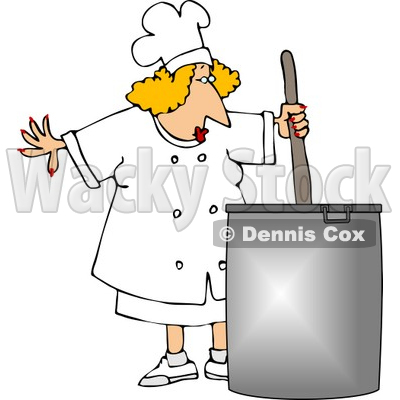 Female Chef Stirring a Pot of Soup Clipart © djart #4305