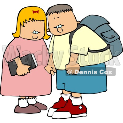 Brother and Sister On Their Way To Elementary School Clipart © djart #4320