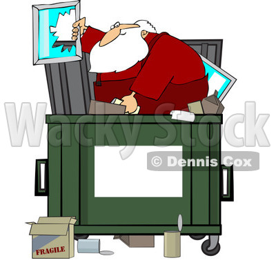 Royalty-Free (RF) Clipart Illustration of Santa Digging Through Trash In A Dumpster © djart #433480