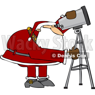 Royalty-Free (RF) Clipart Illustration of Santa Looking Through A Telescope © djart #433596