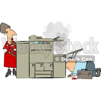 Copier Machines on Repairman Fix Her Broken Photocopy Machine Clipart    Dennis Cox  4339