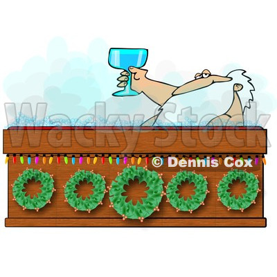 Royalty-Free (RF) Clipart Illustration of Santa Toasting With Wine In A Hot Tub © djart #434248