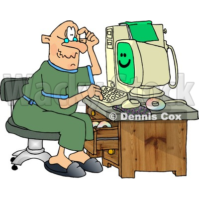 Puzzled Grandpa Using a Computer Clipart © djart #4343