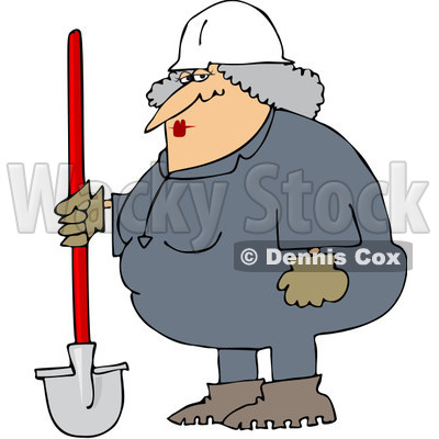 Royalty-Free (RF) Clipart Illustration of a Female Construction Worker Standing With A Shovel © djart #435993