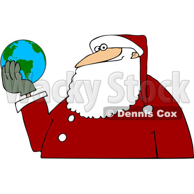 Royalty-Free (RF) Clipart Illustration of Santa Holding A Globe In His Hands © djart #436091