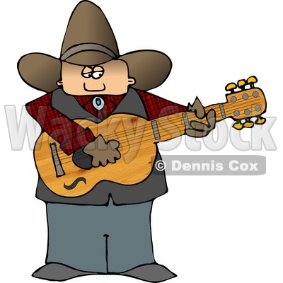 Country Cowboy Playing an Acoustic Guitar Clipart © djart #4373