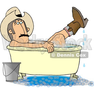 Redneck Cowboy Bathing with Hat and Boots On Clipart © djart #4378
