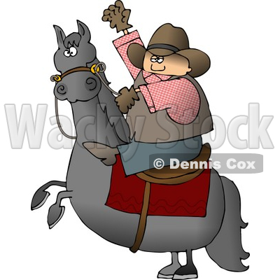 Cowboy Riding a Bucking Bronco/Horse Clipart © djart #4380