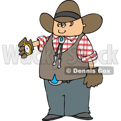 Cowboy Checking His Stopwatch Clipart © djart #4389