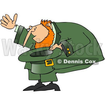 Royalty-Free (RF) Clip Art Illustration of a Leprechaun Bowing And Holding His Hat © djart #442568
