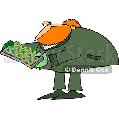 Royalty-Free (RF) Clip Art Illustration of a Leprechaun Making Cupcakes © djart #442571