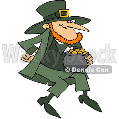 Royalty-Free (RF) Clip Art Illustration of a Leprechaun Carrying A Pot Of Gold © djart #442577