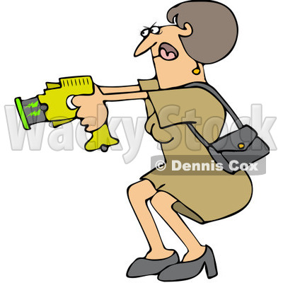 Royalty-Free (RF) Clip Art Illustration of a Woman Defending Herself With A Taser Gun © djart #442592