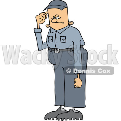 Royalty-Free (RF) Clip Art Illustration of a Tall Worker Man Scratching His Head © djart #442599